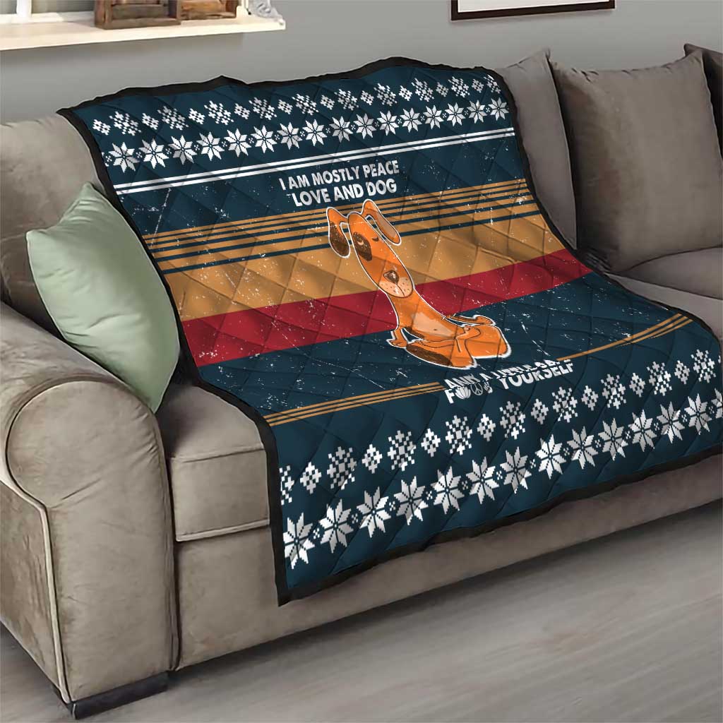 Peace Love And Dog Christmas Quilt Xmas Holiday Patterns - Wonder Print Shop