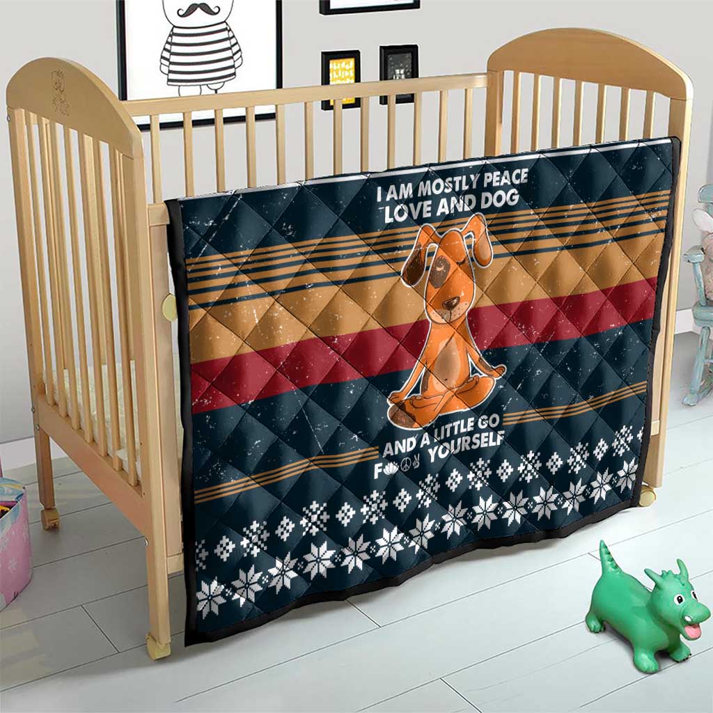 Peace Love And Dog Christmas Quilt Xmas Holiday Patterns - Wonder Print Shop