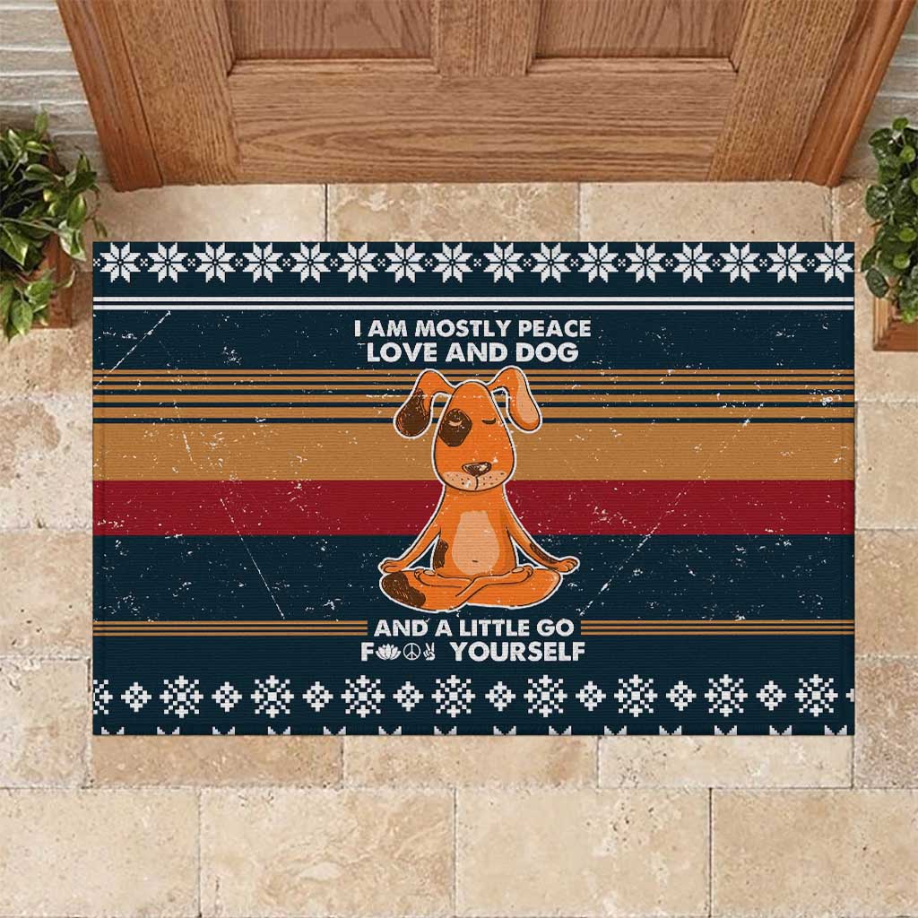 Peace Love And Dog Christmas Rubber Doormat Xmas Holiday Patterns - Wonder Print Shop