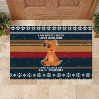 Peace Love And Dog Christmas Rubber Doormat Xmas Holiday Patterns - Wonder Print Shop