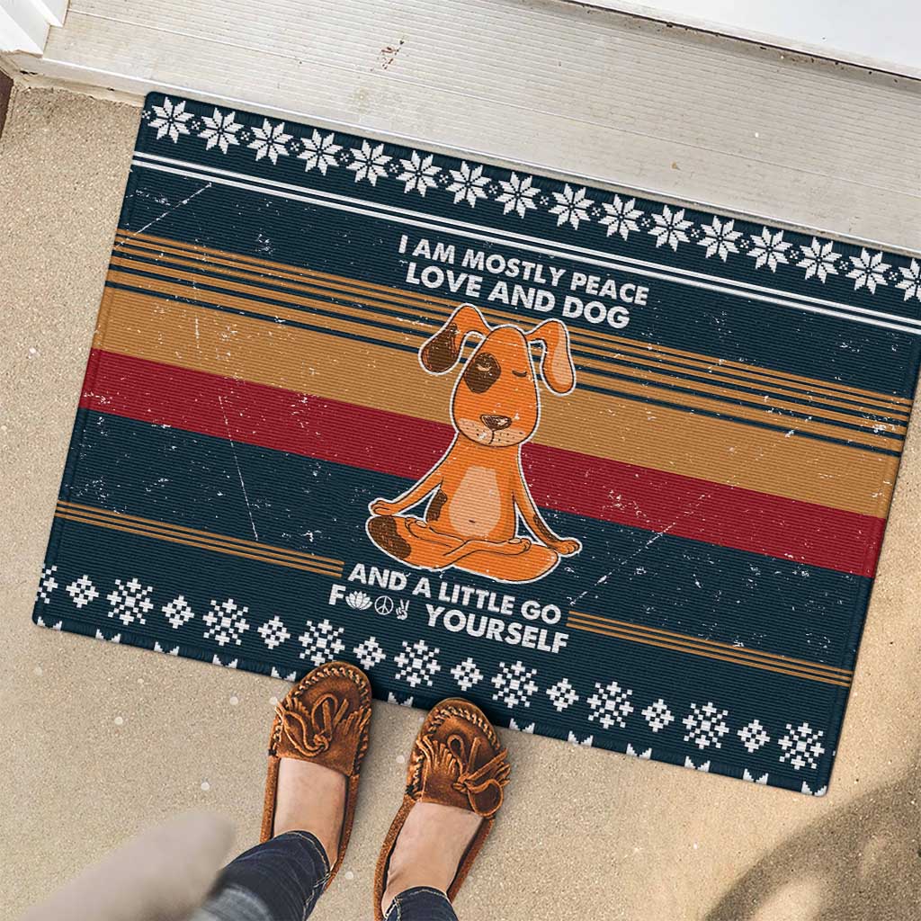 Peace Love And Dog Christmas Rubber Doormat Xmas Holiday Patterns - Wonder Print Shop