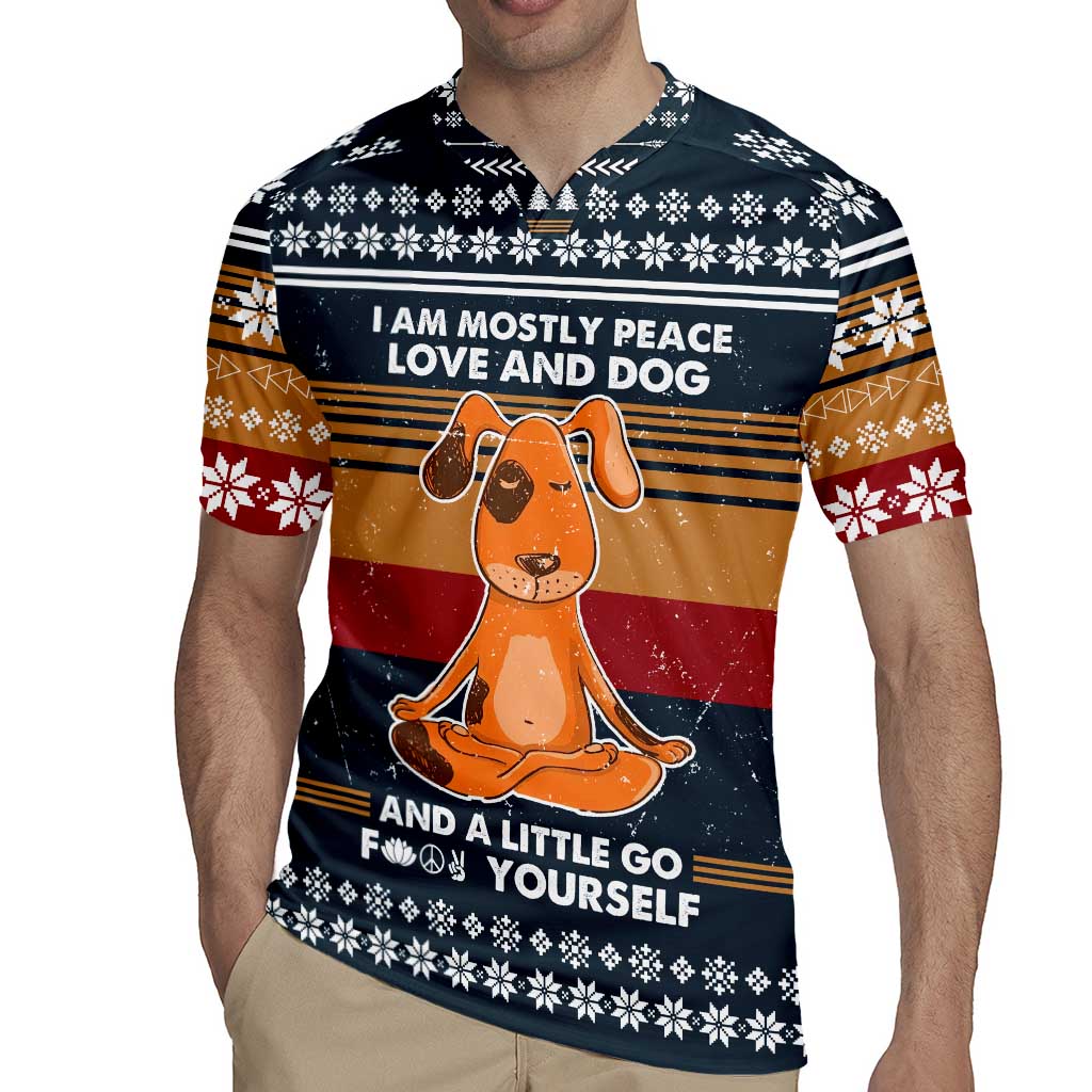Peace Love And Dog Christmas Rugby Jersey Xmas Holiday Patterns - Wonder Print Shop