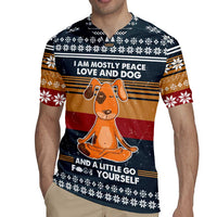 Peace Love And Dog Christmas Rugby Jersey Xmas Holiday Patterns - Wonder Print Shop
