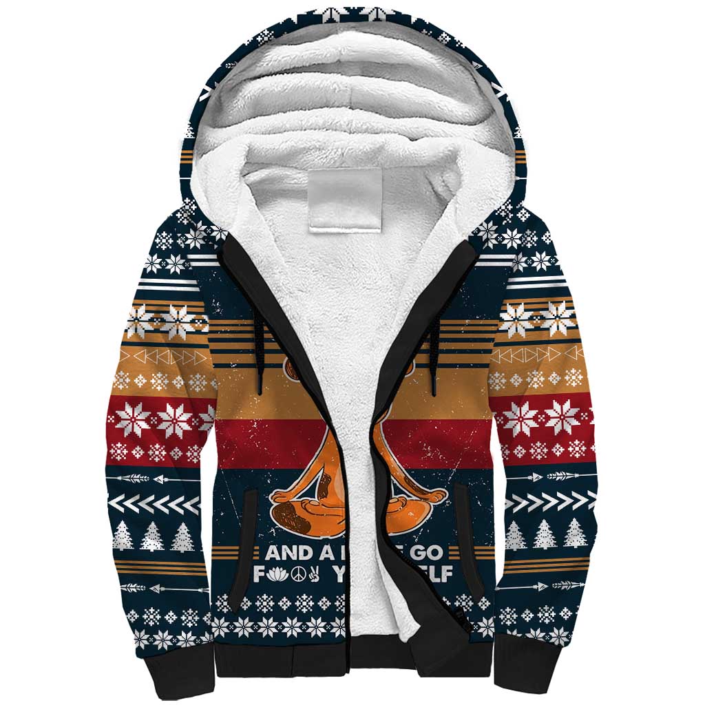 Peace Love And Dog Christmas Sherpa Hoodie Xmas Holiday Patterns - Wonder Print Shop