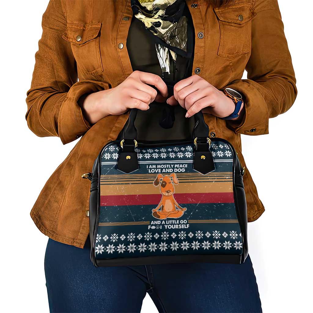Peace Love And Dog Christmas Shoulder Handbag Xmas Holiday Patterns - Wonder Print Shop