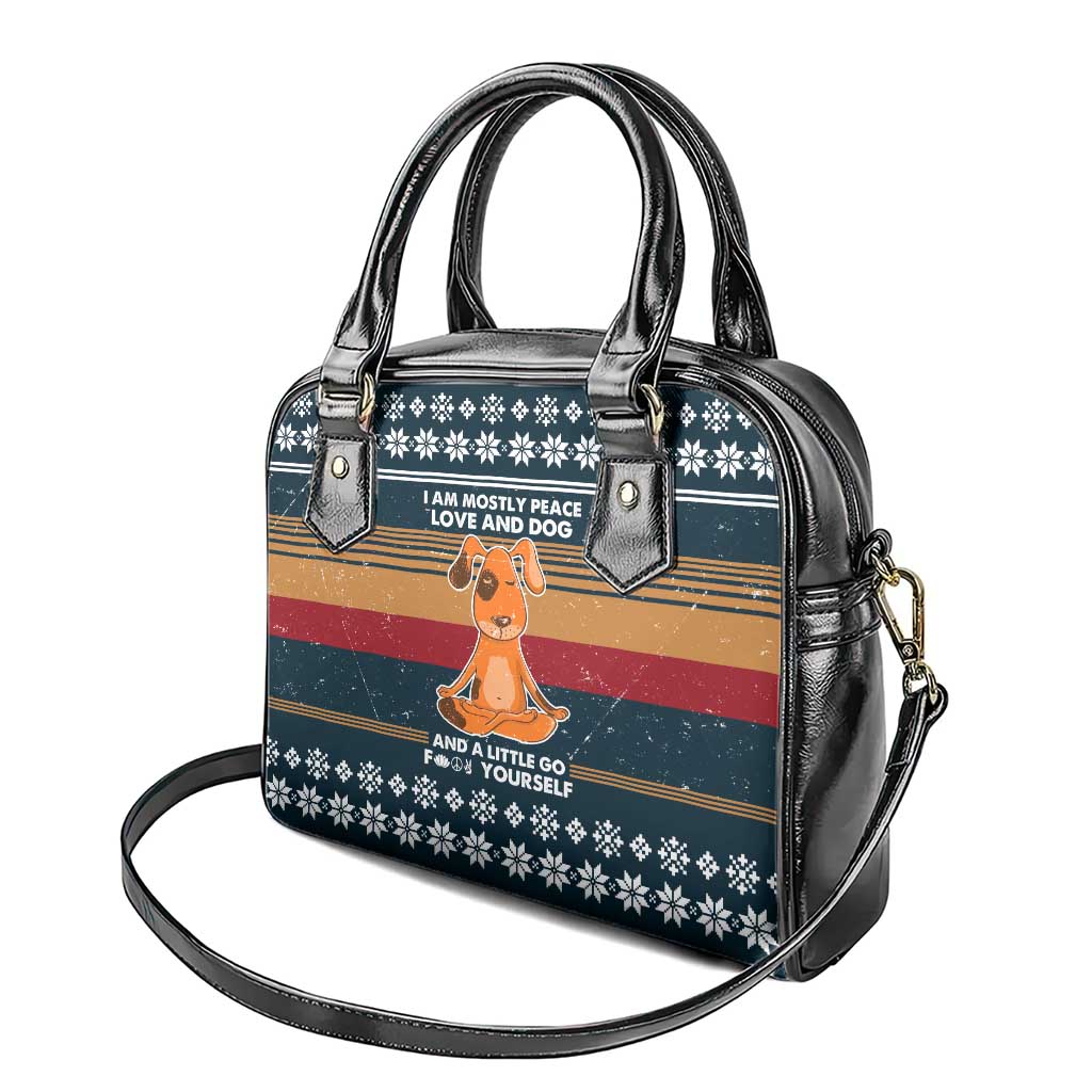 Peace Love And Dog Christmas Shoulder Handbag Xmas Holiday Patterns - Wonder Print Shop