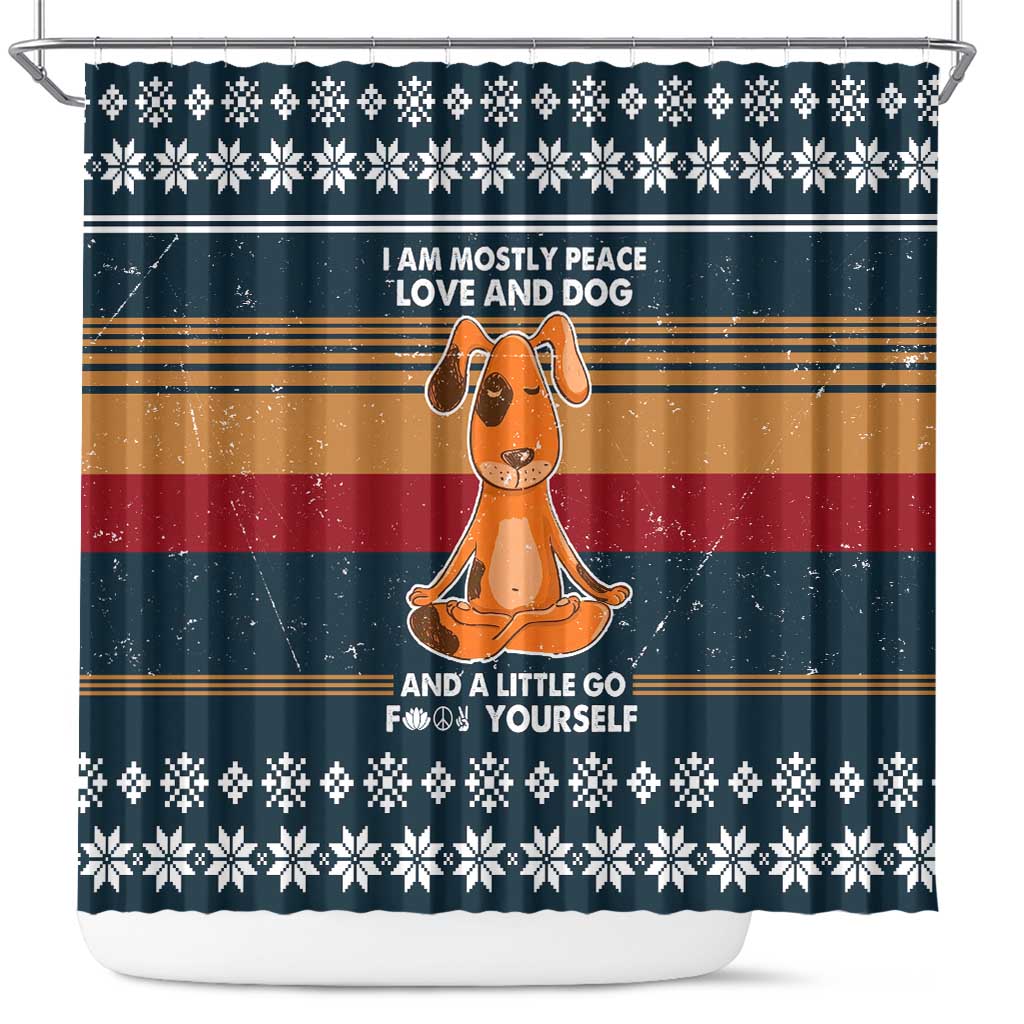 Peace Love And Dog Christmas Shower Curtain Xmas Holiday Patterns - Wonder Print Shop