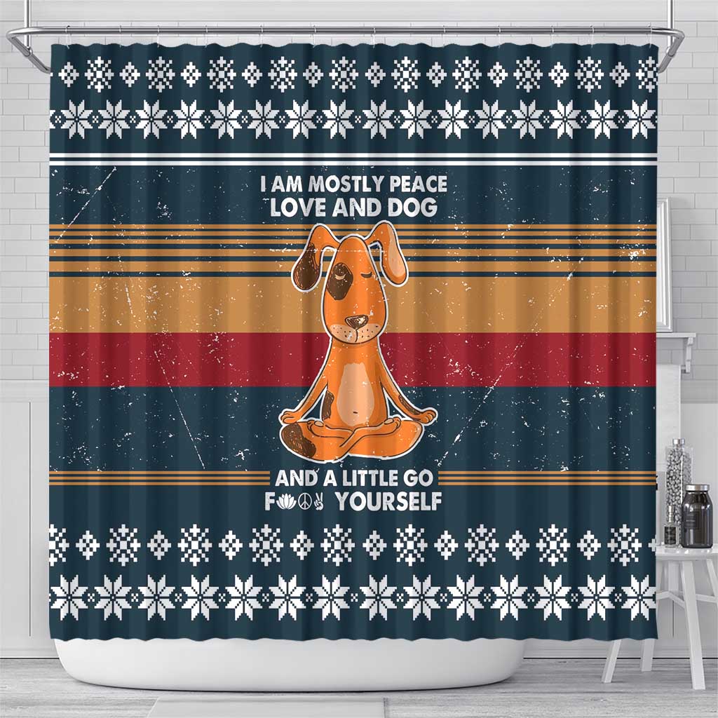 Peace Love And Dog Christmas Shower Curtain Xmas Holiday Patterns - Wonder Print Shop