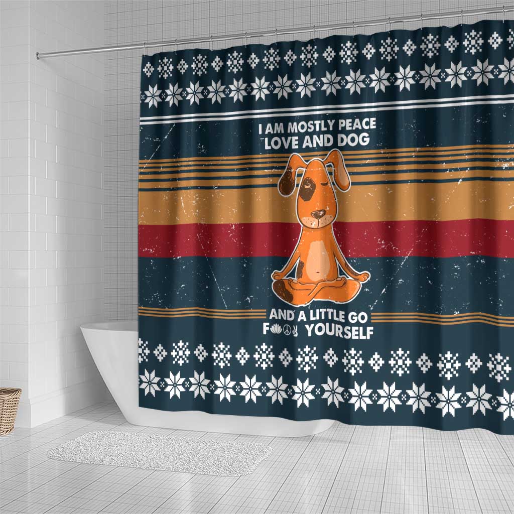 Peace Love And Dog Christmas Shower Curtain Xmas Holiday Patterns - Wonder Print Shop
