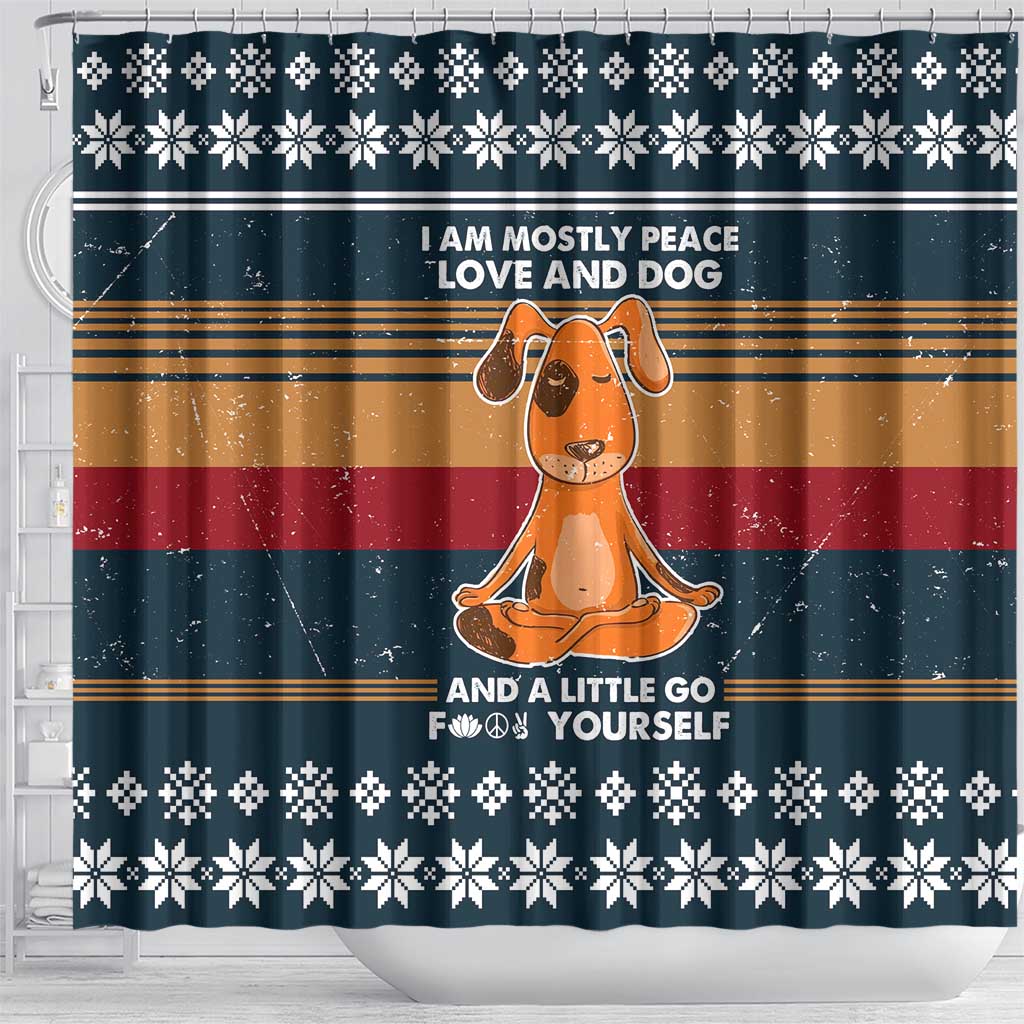 Peace Love And Dog Christmas Shower Curtain Xmas Holiday Patterns - Wonder Print Shop