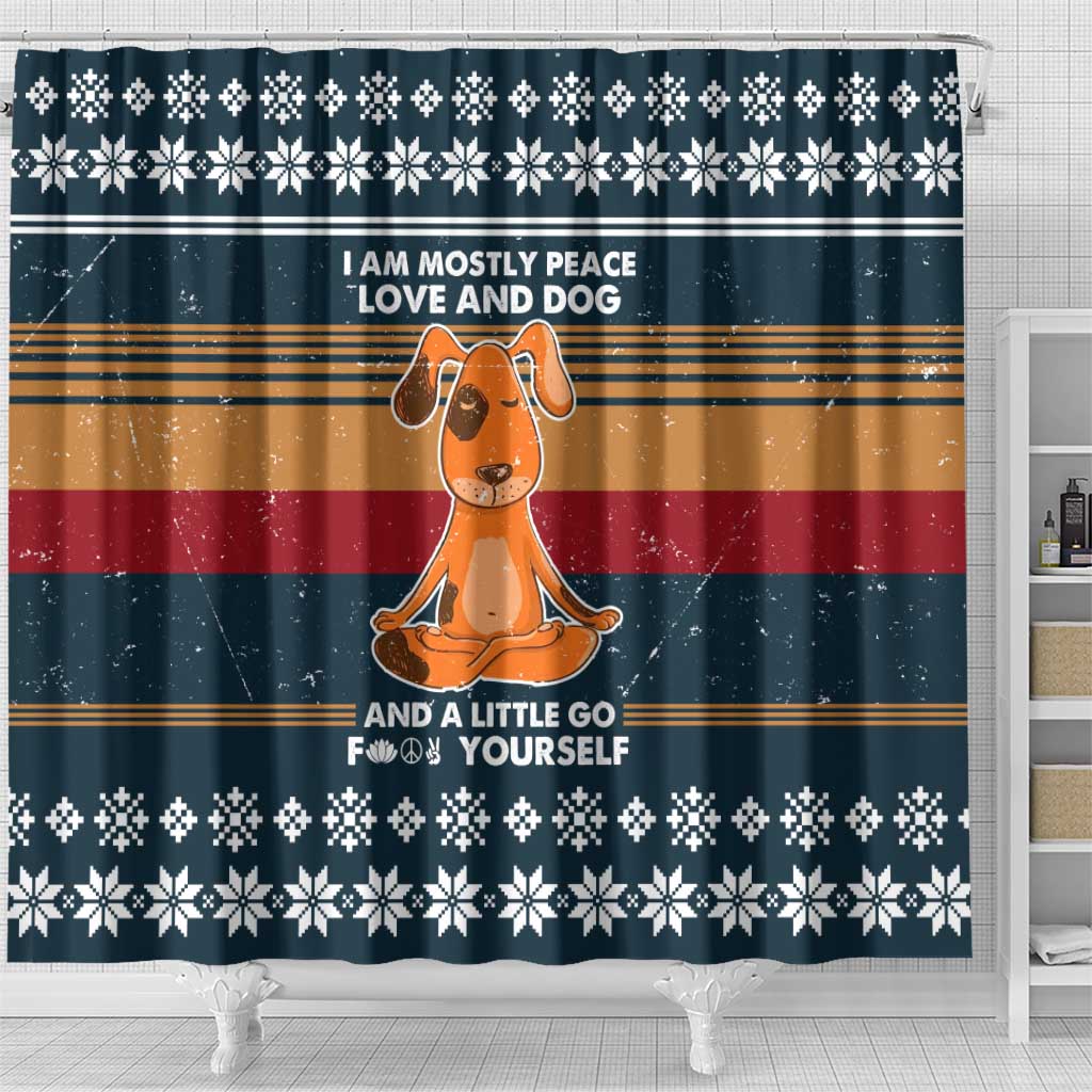 Peace Love And Dog Christmas Shower Curtain Xmas Holiday Patterns - Wonder Print Shop