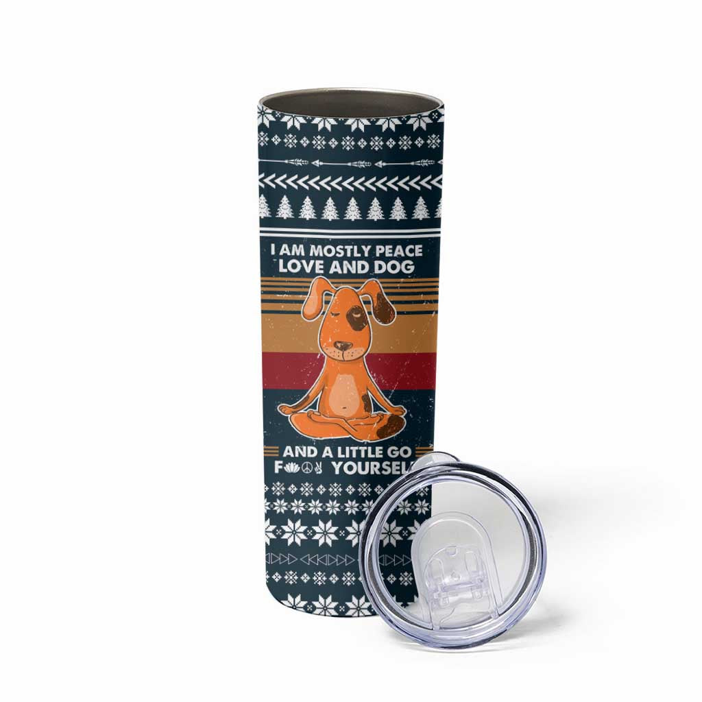 Peace Love And Dog Christmas Skinny Tumbler Xmas Holiday Patterns - Wonder Print Shop