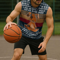 Peace Love And Dog Christmas Sleeveless Hoodie Xmas Holiday Patterns - Wonder Print Shop