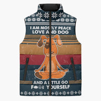 Peace Love And Dog Christmas Sleeveless Puffer Jacket Xmas Holiday Patterns - Wonder Print Shop