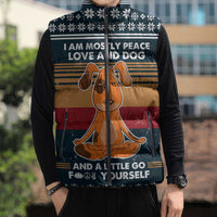 Peace Love And Dog Christmas Sleeveless Puffer Jacket Xmas Holiday Patterns - Wonder Print Shop