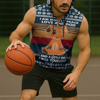 Peace Love And Dog Christmas Sleeveless Zip Hoodie Xmas Holiday Patterns - Wonder Print Shop