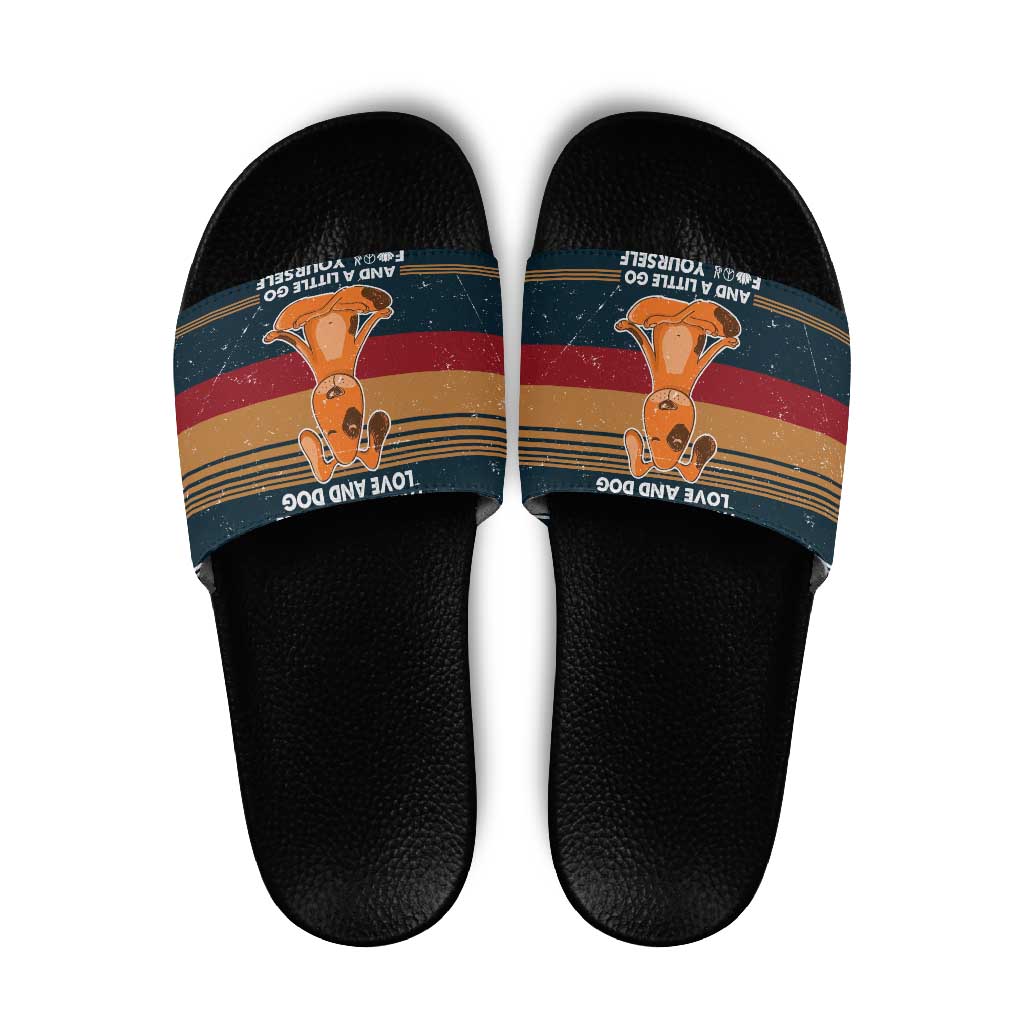 Peace Love And Dog Christmas Slide Sandals Xmas Holiday Patterns - Wonder Print Shop