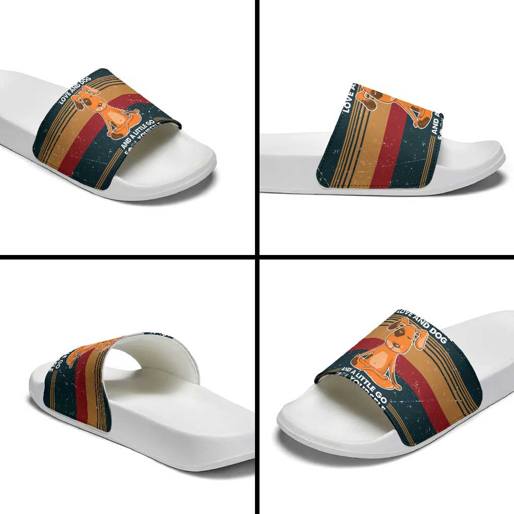 Peace Love And Dog Christmas Slide Sandals Xmas Holiday Patterns - Wonder Print Shop