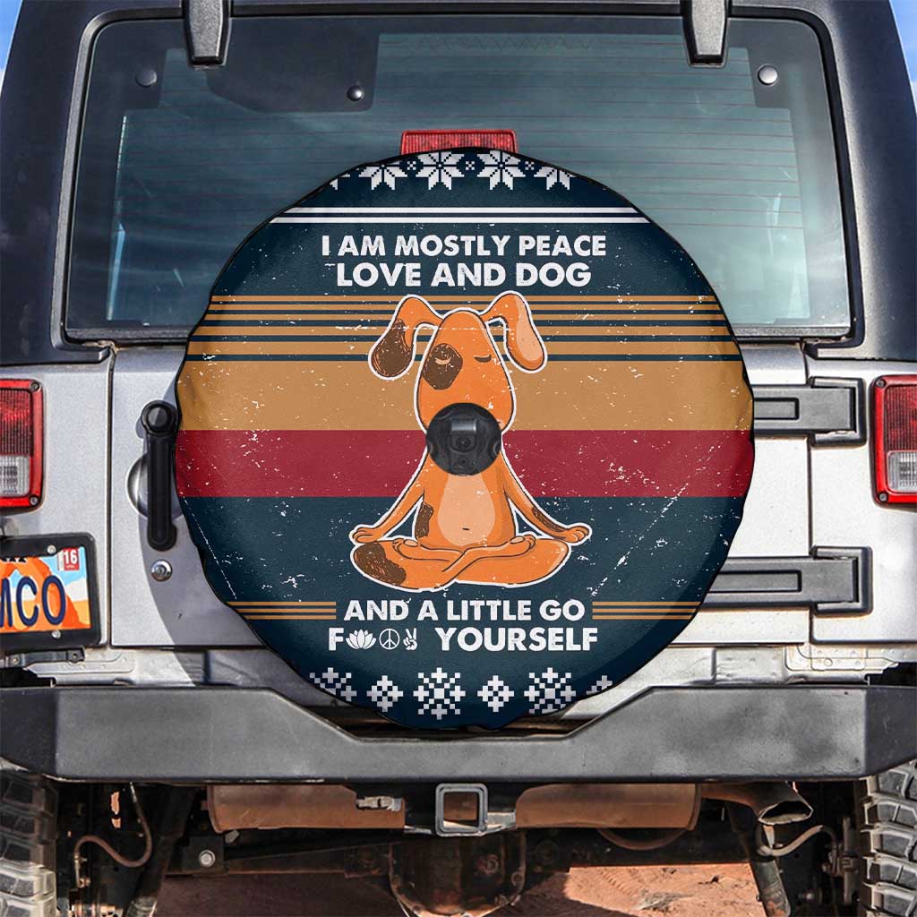Peace Love And Dog Christmas Spare Tire Cover Xmas Holiday Patterns - Wonder Print Shop