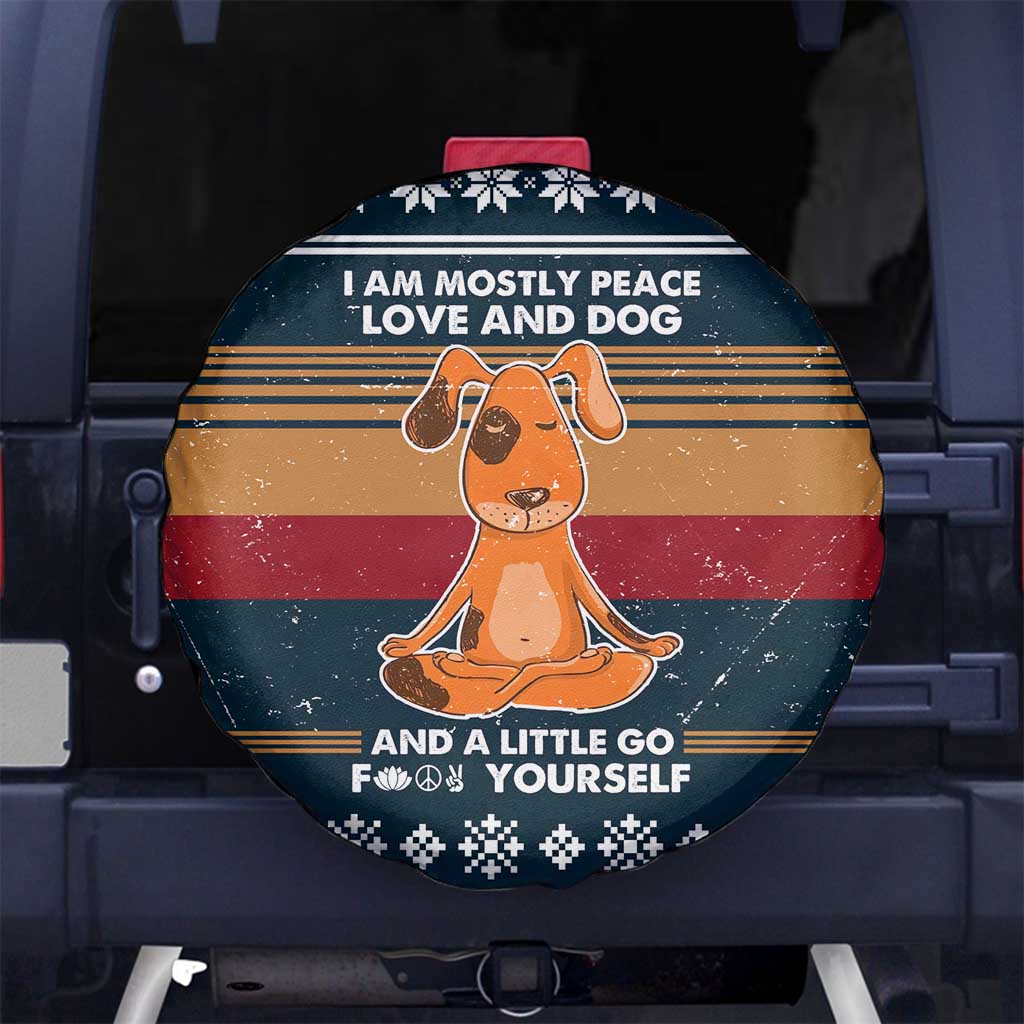 Peace Love And Dog Christmas Spare Tire Cover Xmas Holiday Patterns - Wonder Print Shop
