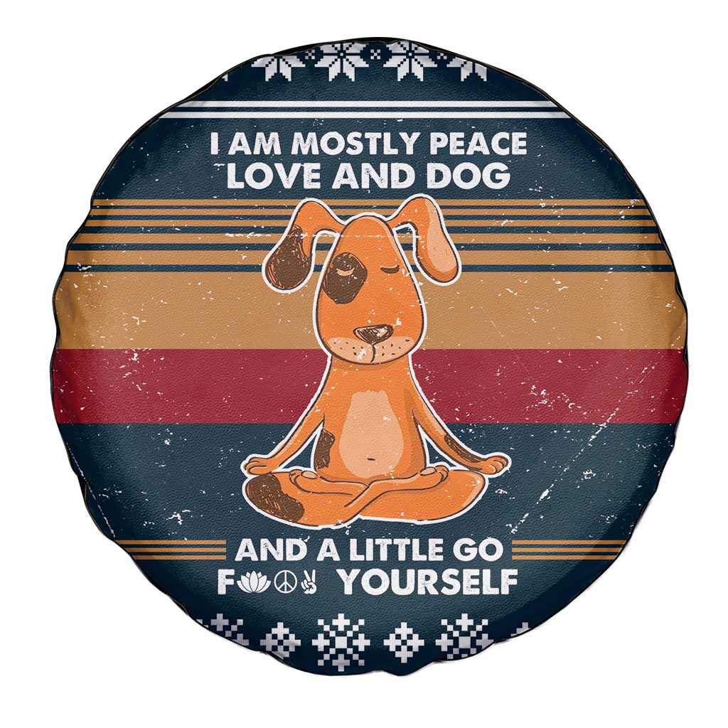 Peace Love And Dog Christmas Spare Tire Cover Xmas Holiday Patterns - Wonder Print Shop