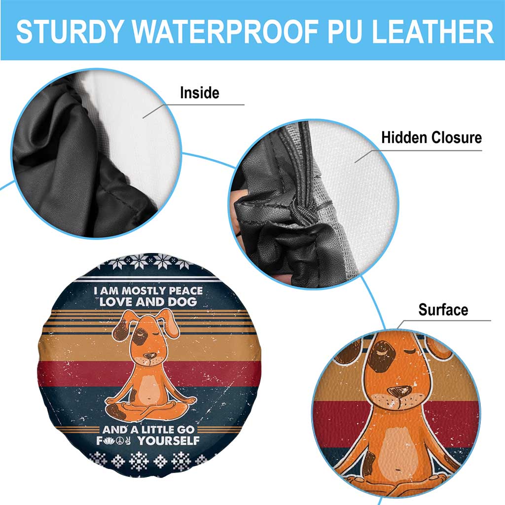 Peace Love And Dog Christmas Spare Tire Cover Xmas Holiday Patterns - Wonder Print Shop