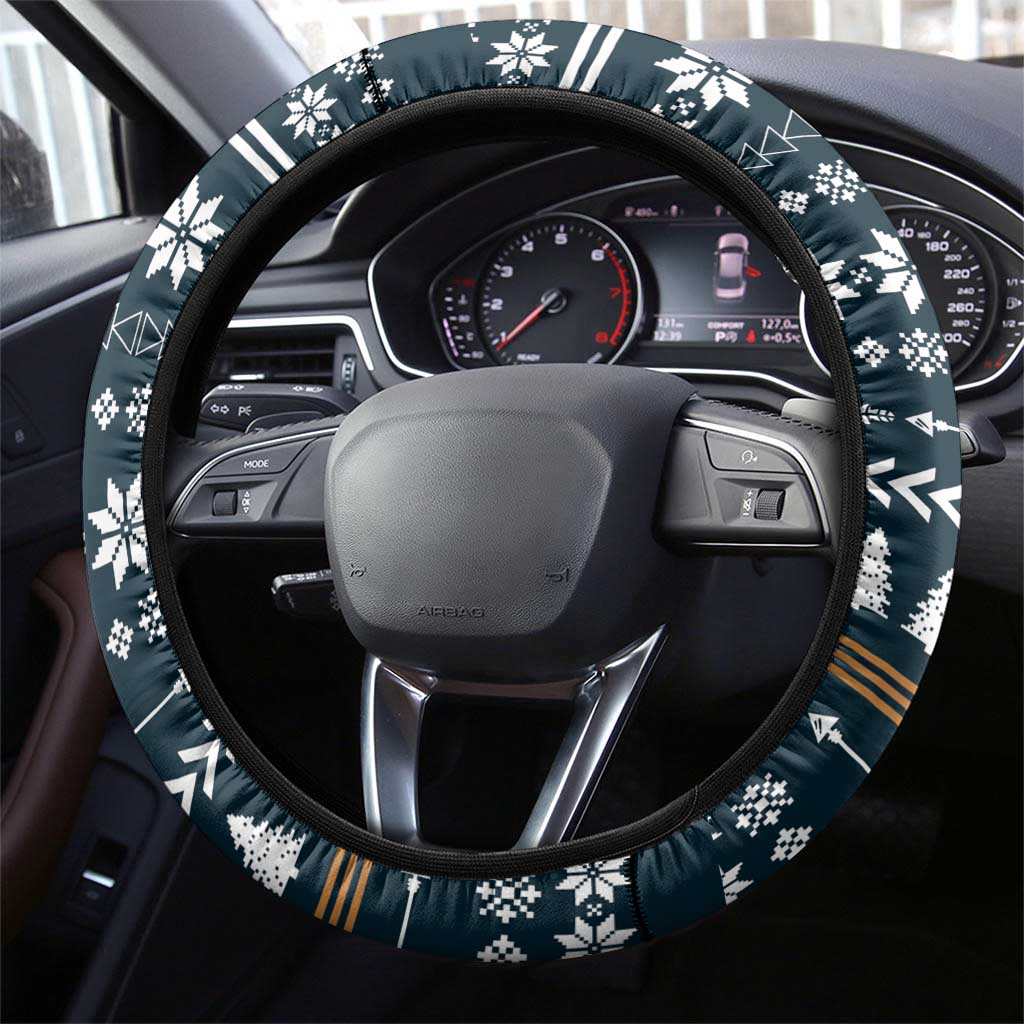 Peace Love And Dog Christmas Steering Wheel Cover Xmas Holiday Patterns - Wonder Print Shop