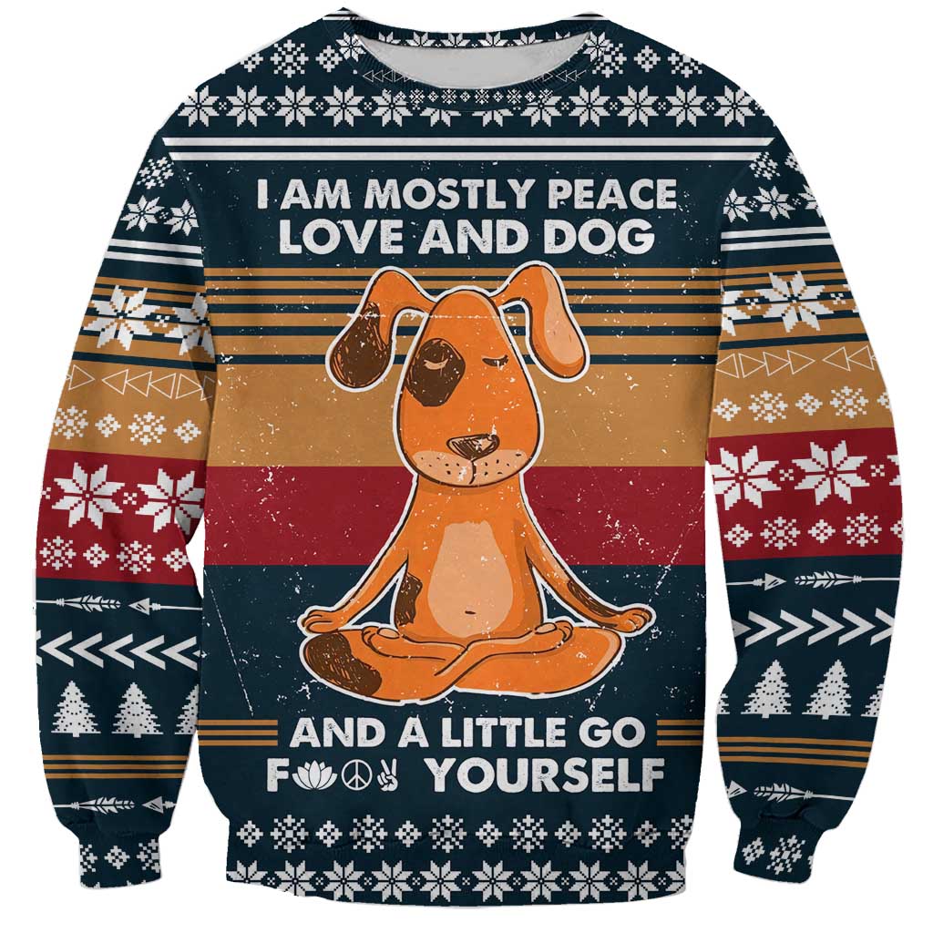 Peace Love And Dog Christmas Sweatshirt Xmas Holiday Patterns - Wonder Print Shop