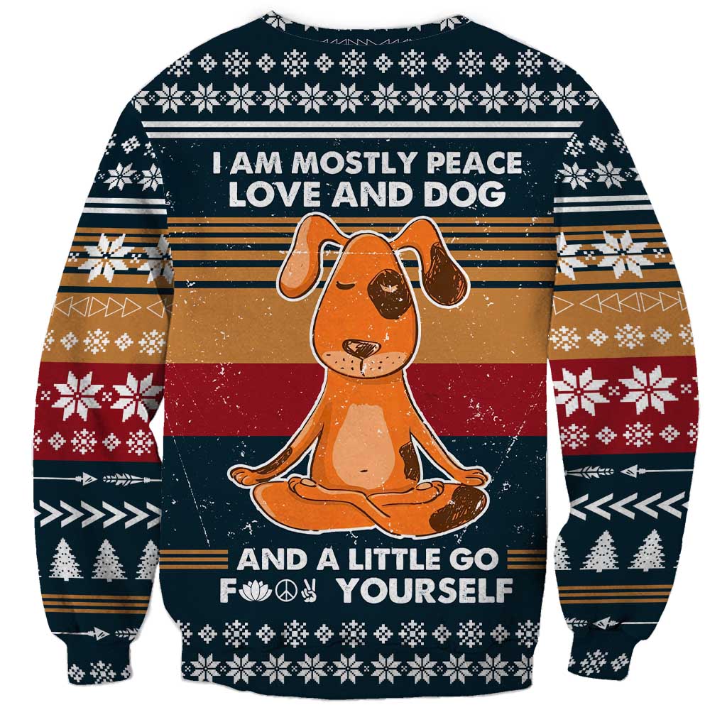 Peace Love And Dog Christmas Sweatshirt Xmas Holiday Patterns - Wonder Print Shop