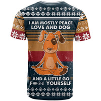 Peace Love And Dog Christmas T Shirt Xmas Holiday Patterns - Wonder Print Shop