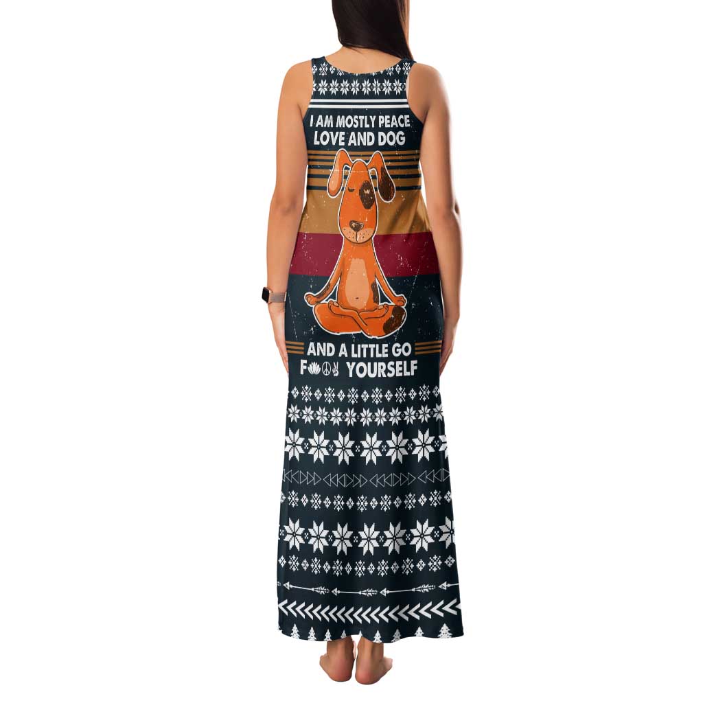 Peace Love And Dog Christmas Tank Maxi Dress Xmas Holiday Patterns - Wonder Print Shop