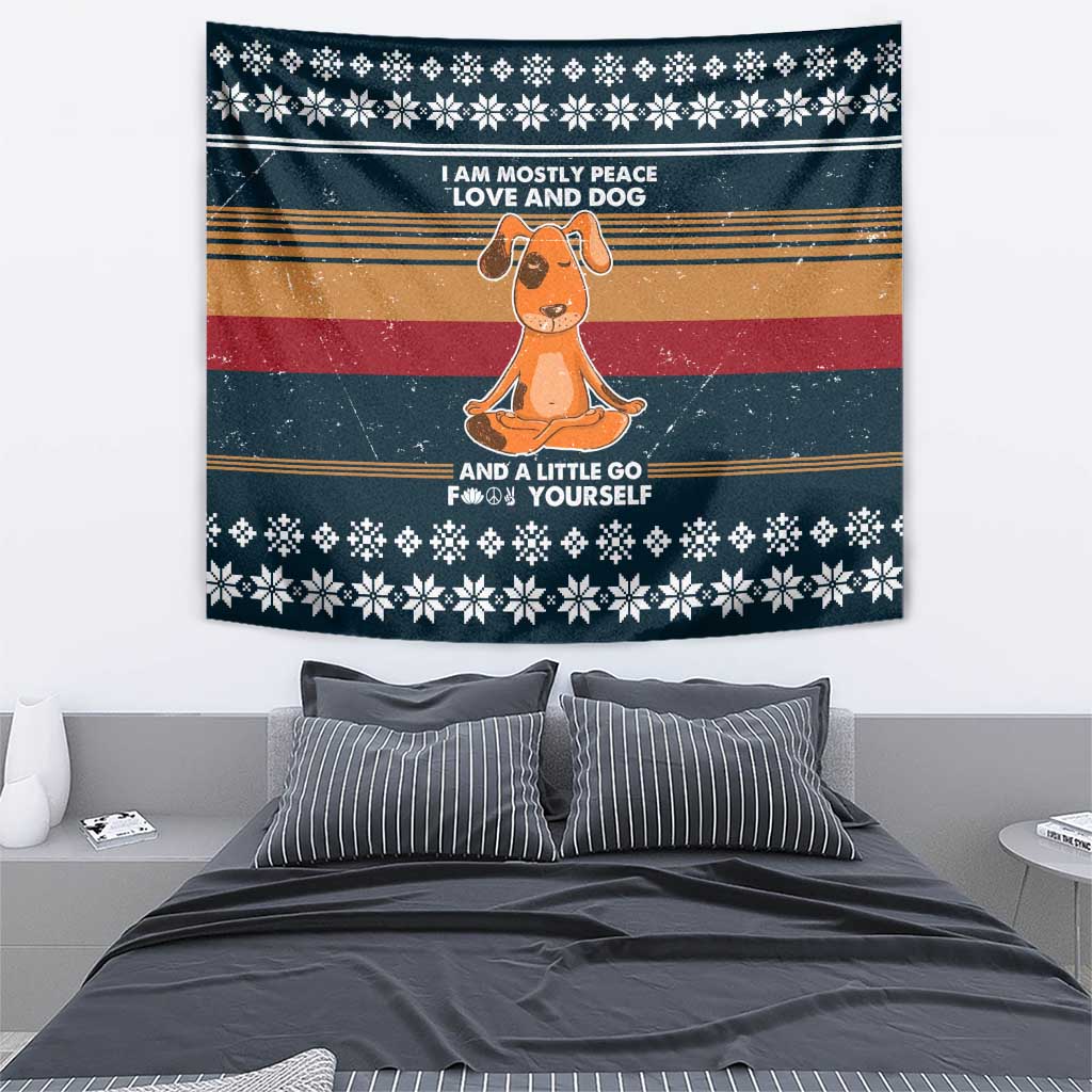Peace Love And Dog Christmas Tapestry Xmas Holiday Patterns - Wonder Print Shop