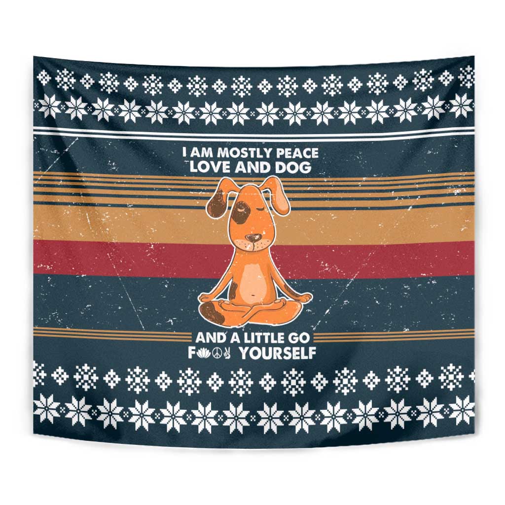 Peace Love And Dog Christmas Tapestry Xmas Holiday Patterns - Wonder Print Shop