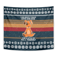 Peace Love And Dog Christmas Tapestry Xmas Holiday Patterns - Wonder Print Shop