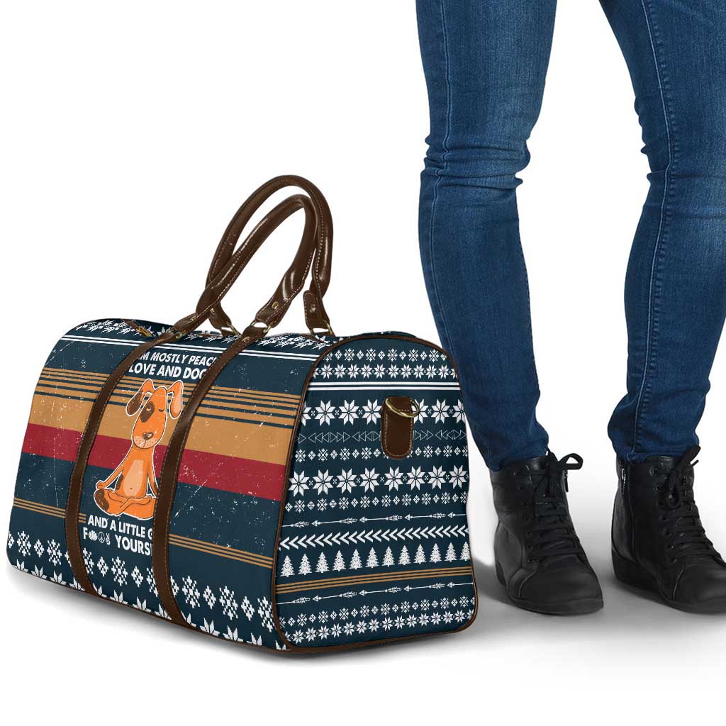 Peace Love And Dog Christmas Travel Bag Xmas Holiday Patterns - Wonder Print Shop