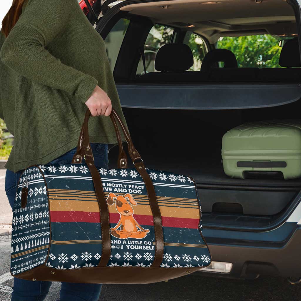 Peace Love And Dog Christmas Travel Bag Xmas Holiday Patterns - Wonder Print Shop