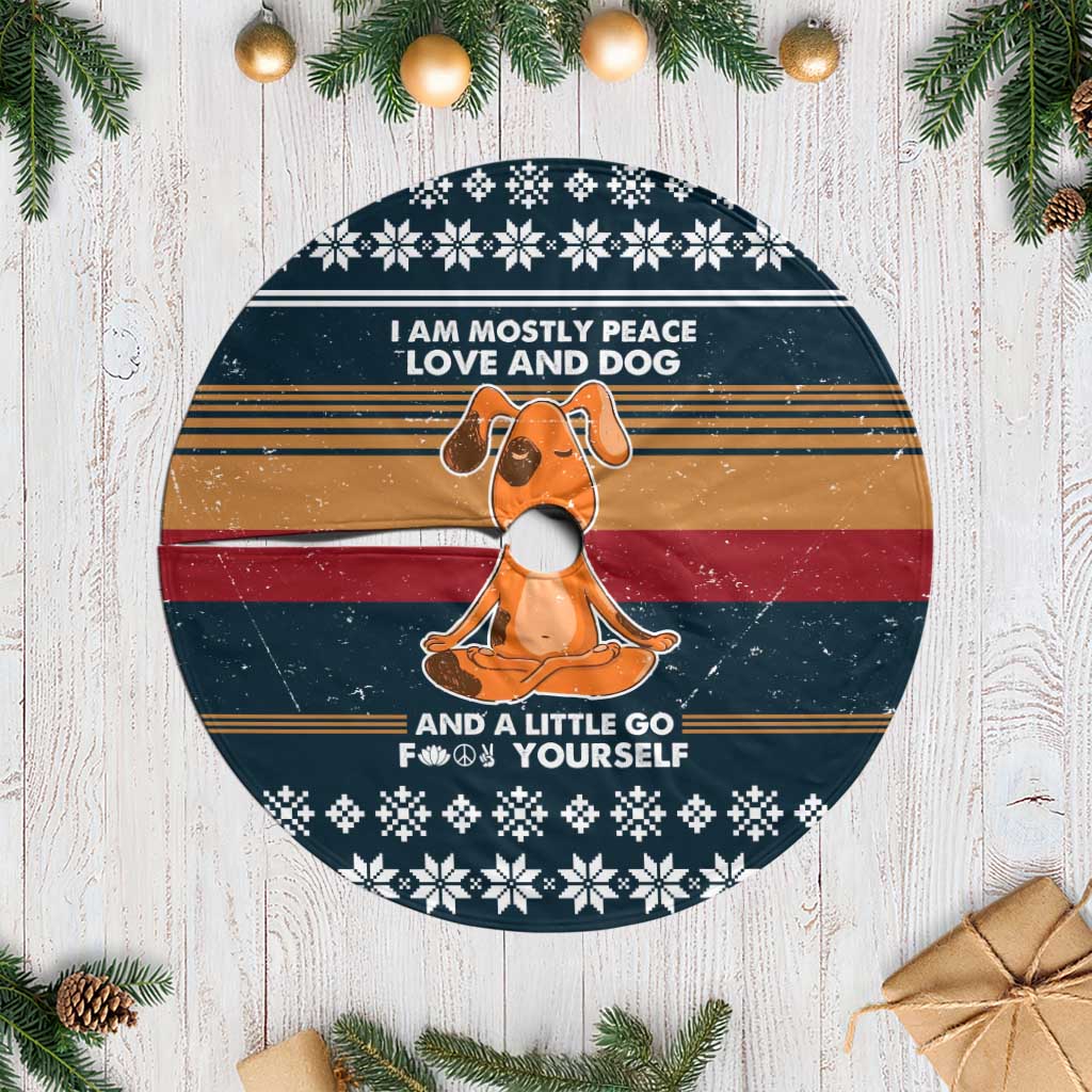 Peace Love And Dog Christmas Tree Skirt Xmas Holiday Patterns - Wonder Print Shop