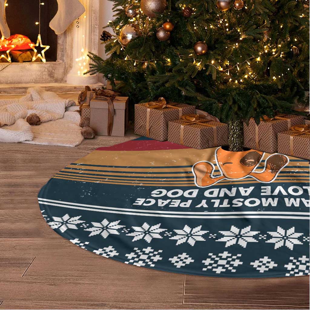 Peace Love And Dog Christmas Tree Skirt Xmas Holiday Patterns - Wonder Print Shop