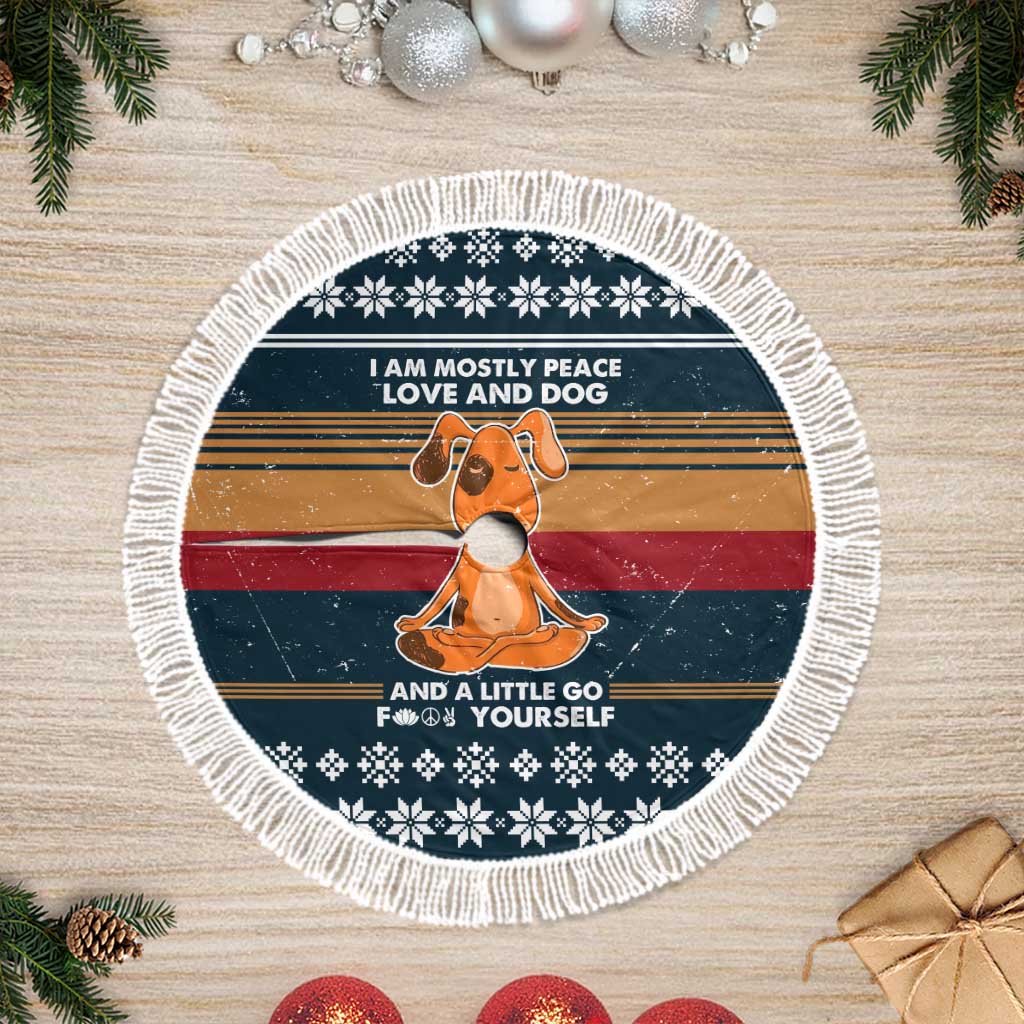 Peace Love And Dog Christmas Tree Skirt Xmas Holiday Patterns - Wonder Print Shop