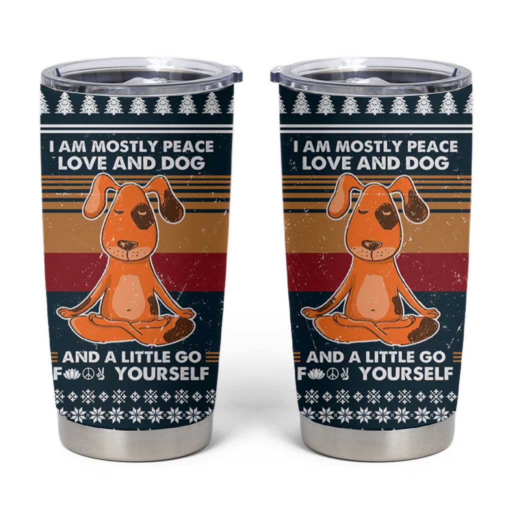 Peace Love And Dog Christmas Tumbler Cup Xmas Holiday Patterns - Wonder Print Shop