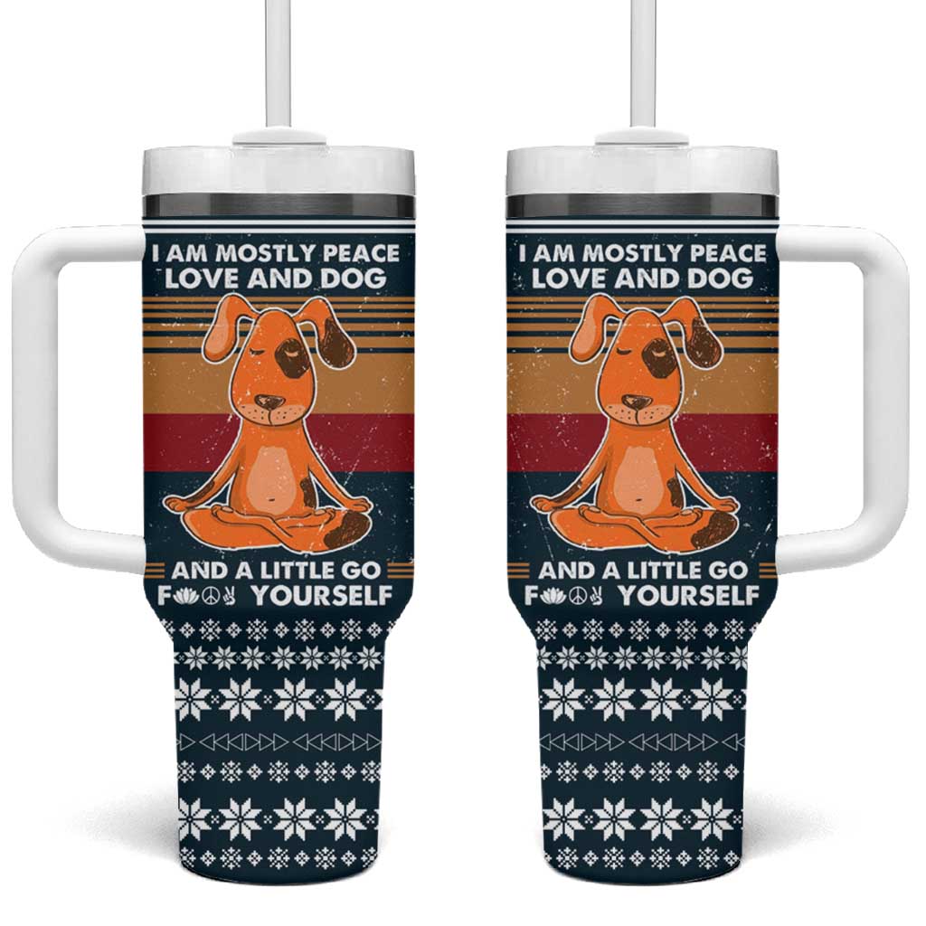 Peace Love And Dog Christmas Tumbler With Handle Xmas Holiday Patterns - Wonder Print Shop