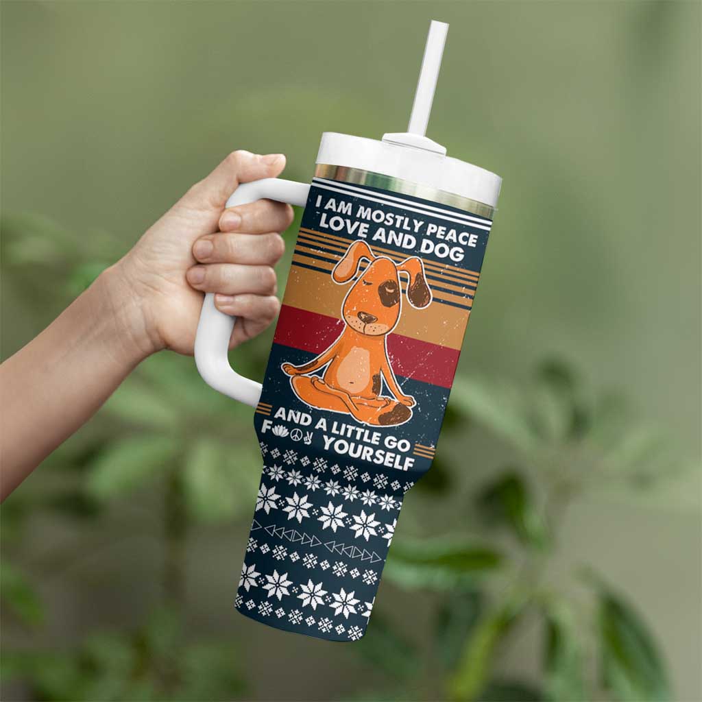 Peace Love And Dog Christmas Tumbler With Handle Xmas Holiday Patterns - Wonder Print Shop