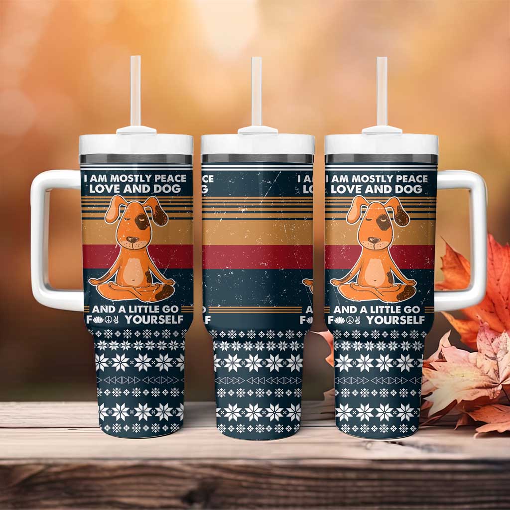 Peace Love And Dog Christmas Tumbler With Handle Xmas Holiday Patterns - Wonder Print Shop