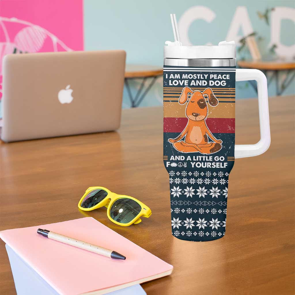 Peace Love And Dog Christmas Tumbler With Handle Xmas Holiday Patterns - Wonder Print Shop