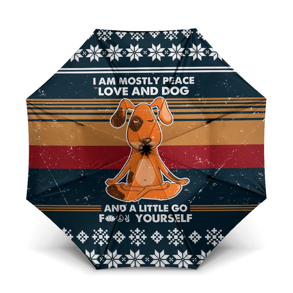 Peace Love And Dog Christmas Umbrella Xmas Holiday Patterns - Wonder Print Shop