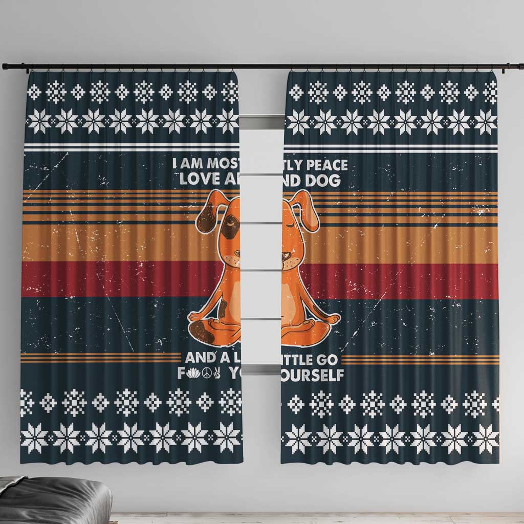 Peace Love And Dog Christmas Window Curtain Xmas Holiday Patterns - Wonder Print Shop