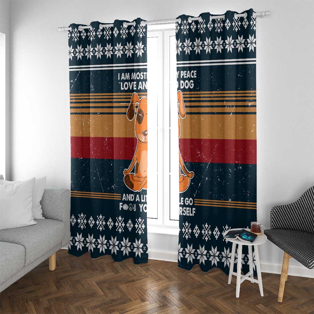 Peace Love And Dog Christmas Window Curtain Xmas Holiday Patterns - Wonder Print Shop