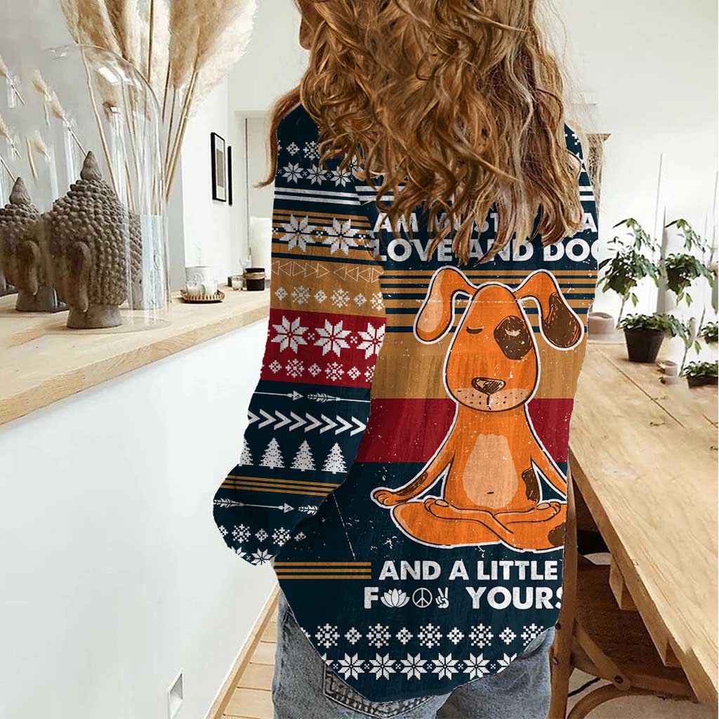 Peace Love And Dog Christmas Women Casual Shirt Xmas Holiday Patterns - Wonder Print Shop