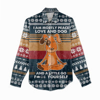 Peace Love And Dog Christmas Women Casual Shirt Xmas Holiday Patterns - Wonder Print Shop