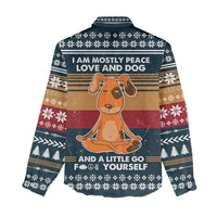 Peace Love And Dog Christmas Women Casual Shirt Xmas Holiday Patterns - Wonder Print Shop